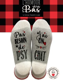 Bas de laine - Pas besoin de psy j'ai un chat par La Fabrique Champêtre