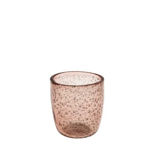 Bougeoir en verre Bulle rose