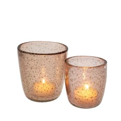 Bougeoir en verre Bulle rose