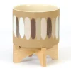 Cache-pot bois et beige