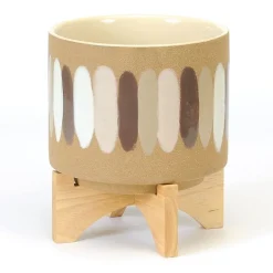 Cache-pot bois et beige