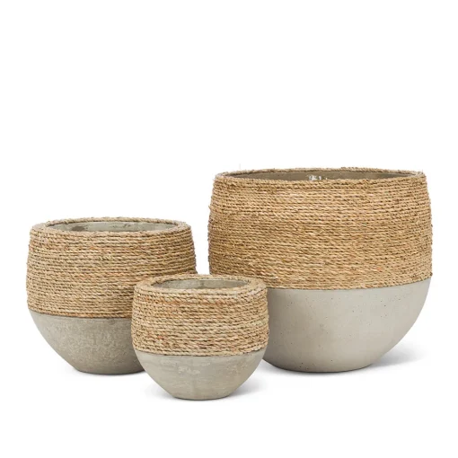 Cache-pot béton et jute