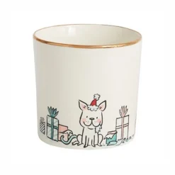 Cache-pot chien de Noël