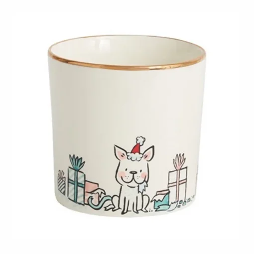 Cache-pot chien de Noël