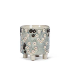 Cache-pot sur pieds à fleurs