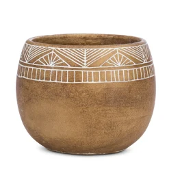 Cache-pot terracotta à motif tribal