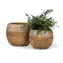 Cache-pot terracotta à motif tribal