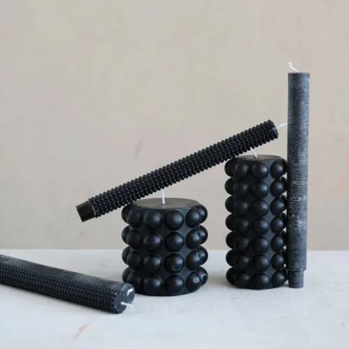 Chandelle longue cloutée noire
