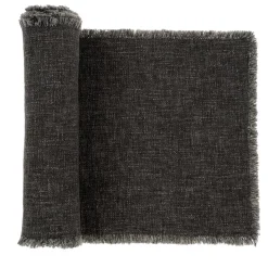 Chemin de table en lin Selena gris foncé