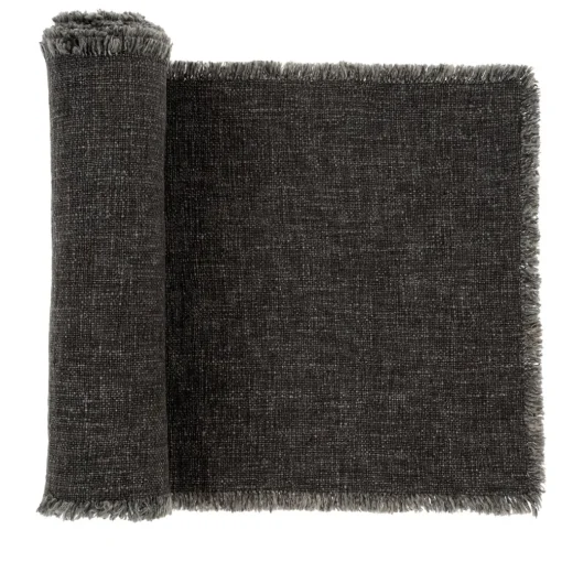 Chemin de table en lin Selena gris foncé