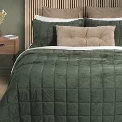 Courtepointe en velours vert Corduroy