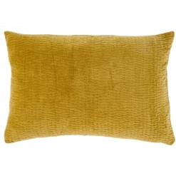 Coussin en velours Kantha doré