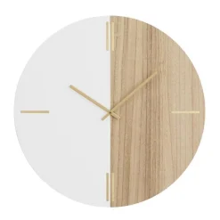 Horloge rustic en bois naturel et blanc
