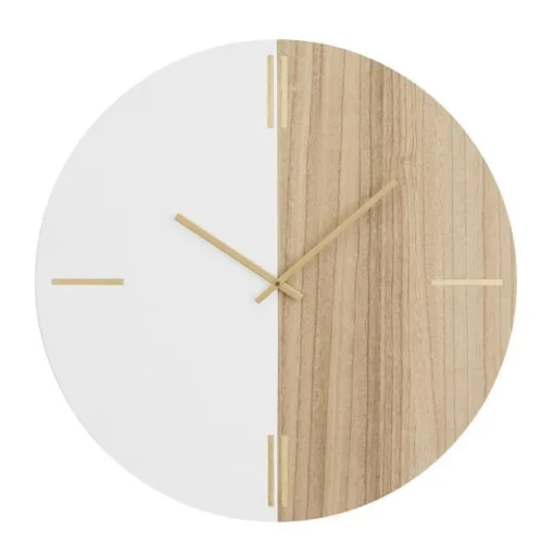 Horloge rustic en bois naturel et blanc