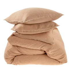 Housse de couette en lin terracotta