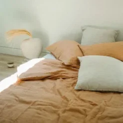 Housse de couette en lin terracotta