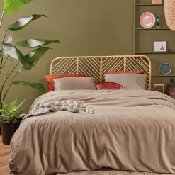 Housse de couette en velours côtelé taupe Coffee