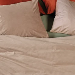 Housse de couette en velours côtelé taupe Coffee