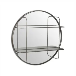 Miroir rond avec étagères