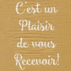Napkins "plaisir de vous recevoir" or
