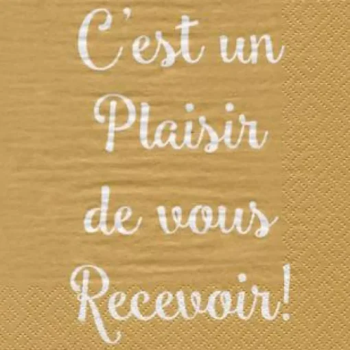 Napkins "plaisir de vous recevoir" or
