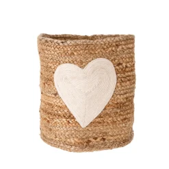 Panier en jute Coeur blanc