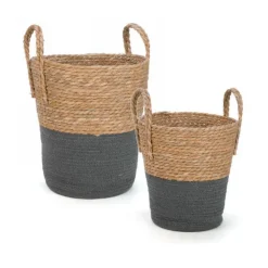 Panier gris et naturel
