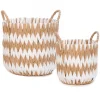 Panier tissé blanc et naturel