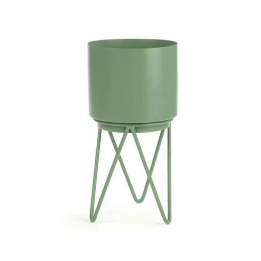 Pot en métal sur pieds vert
