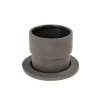 Pot et soucoupe en argile noire brute
