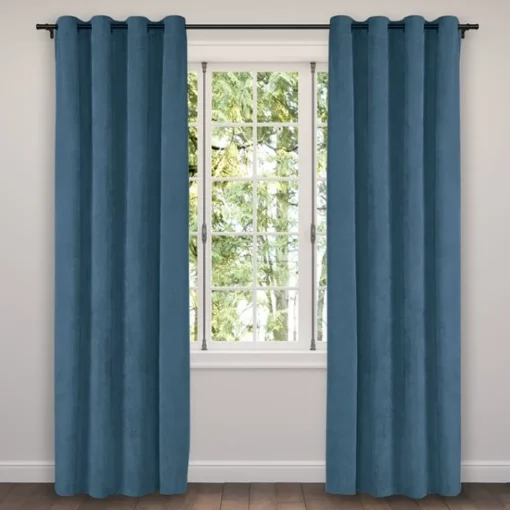 Rideau en velour Corduroy bleu