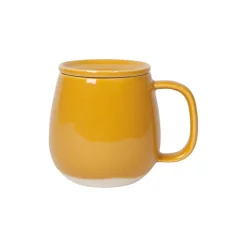 Tasse avec couvercle ocre
