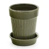 Vase avec soucoupe verte