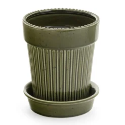 Vase avec soucoupe verte