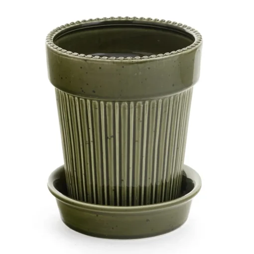 Vase avec soucoupe verte