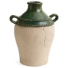Vase en forme d'urne vert et naturel