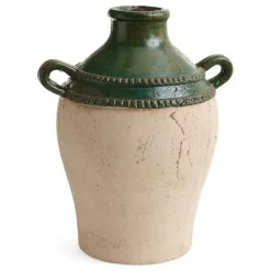 Vase en forme d'urne vert et naturel