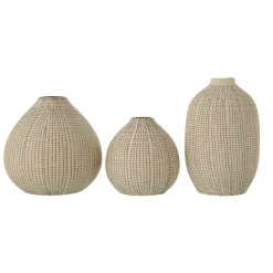 Vase texturé en grès à pois