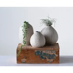 Vase texturé en grès à pois