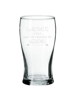 Verre à bière "La retraite c'est une vie remplie de week-end"