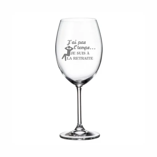 Verre à vin avec pied « Je suis à la retraite » par la Maison du Bar