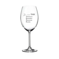 Verre à vin avec pied « Je suis TDAH »