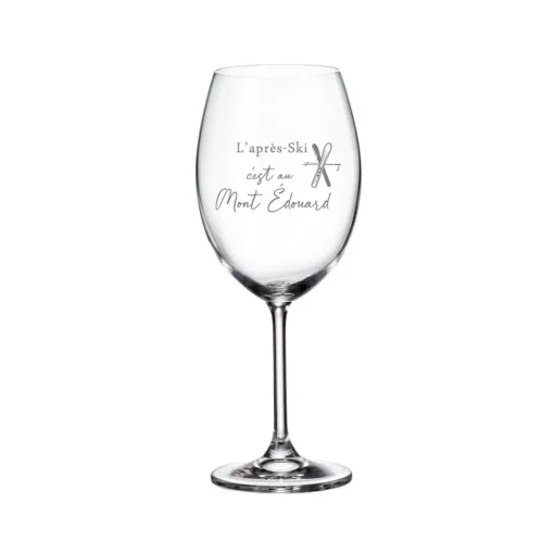 Verre à vin avec pied « L'après-ski c'est au Mont Édouard » par La Maison du Bar