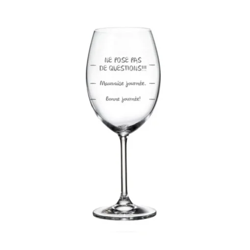 Verre à vin avec pied « Ne pose pas de questions !!! »