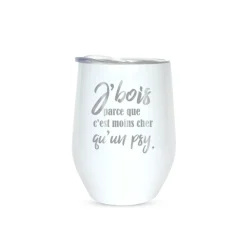 Verre à vin isolé « J'bois du vin » par La Maison du Bar