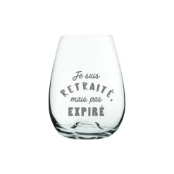 Verre à vin sans pied « Je suis retraité mais pas expiré » par La Maison du Bar