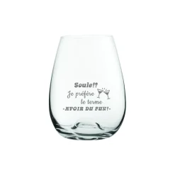 Verre à vin sans pied « Soule!? Je préfère le terme avoir du fun! » par La Maison du Bar