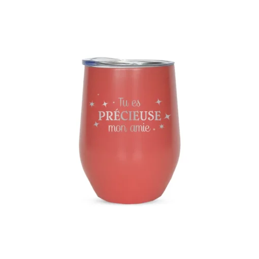 Verre isolé pêche "amie précieuse"